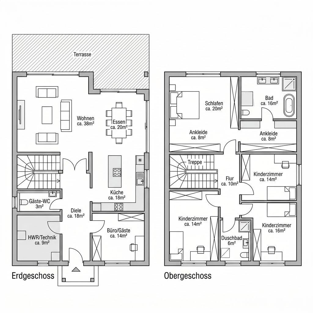 Grundriss Meisterwerk Aurum 225 von DAVINCI HAUS — 225 m², 7 Zimmer