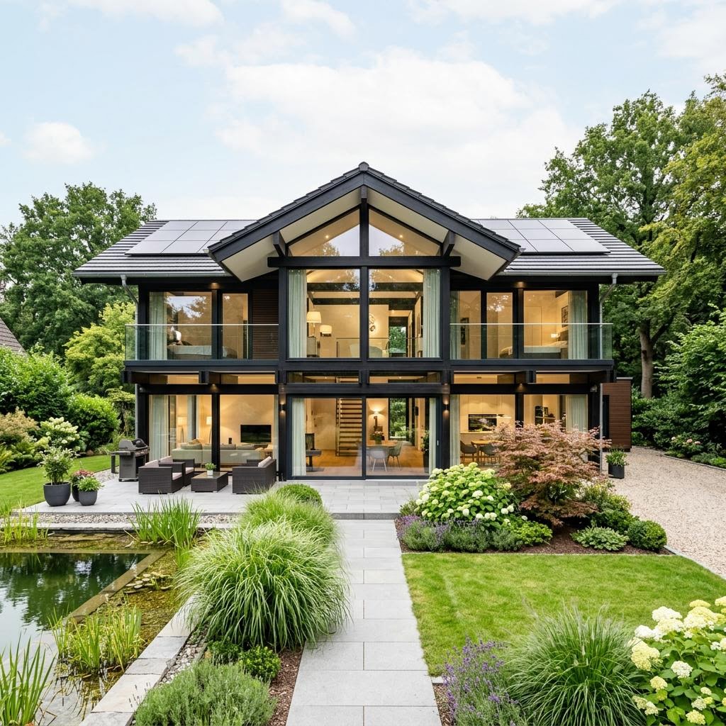 Luxusvilla & Designerhaus Open Concept von DAVINCI HAUS — Fachwerk-Glas-Konstruktion mit 210 m²