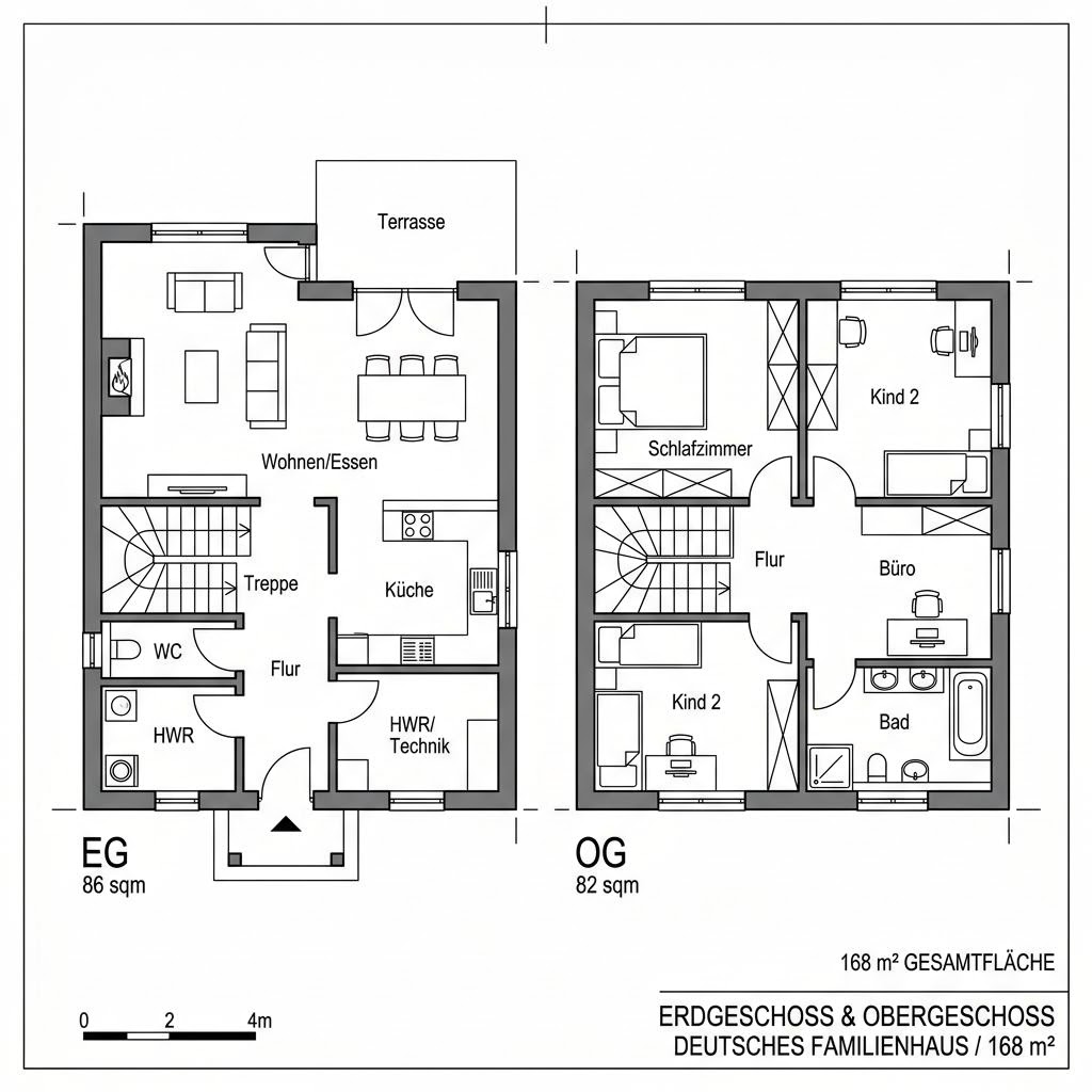 Grundriss Trend 168 Doppelhaus von Bärenhaus — 168 m², 8 Zimmer