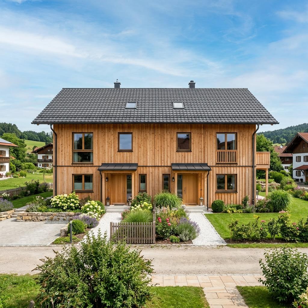 Doppelhaus Öko Doppelhaus 118 von Beilharz Haus — Fertighaus in Holztafelbau mit rund 118 m²