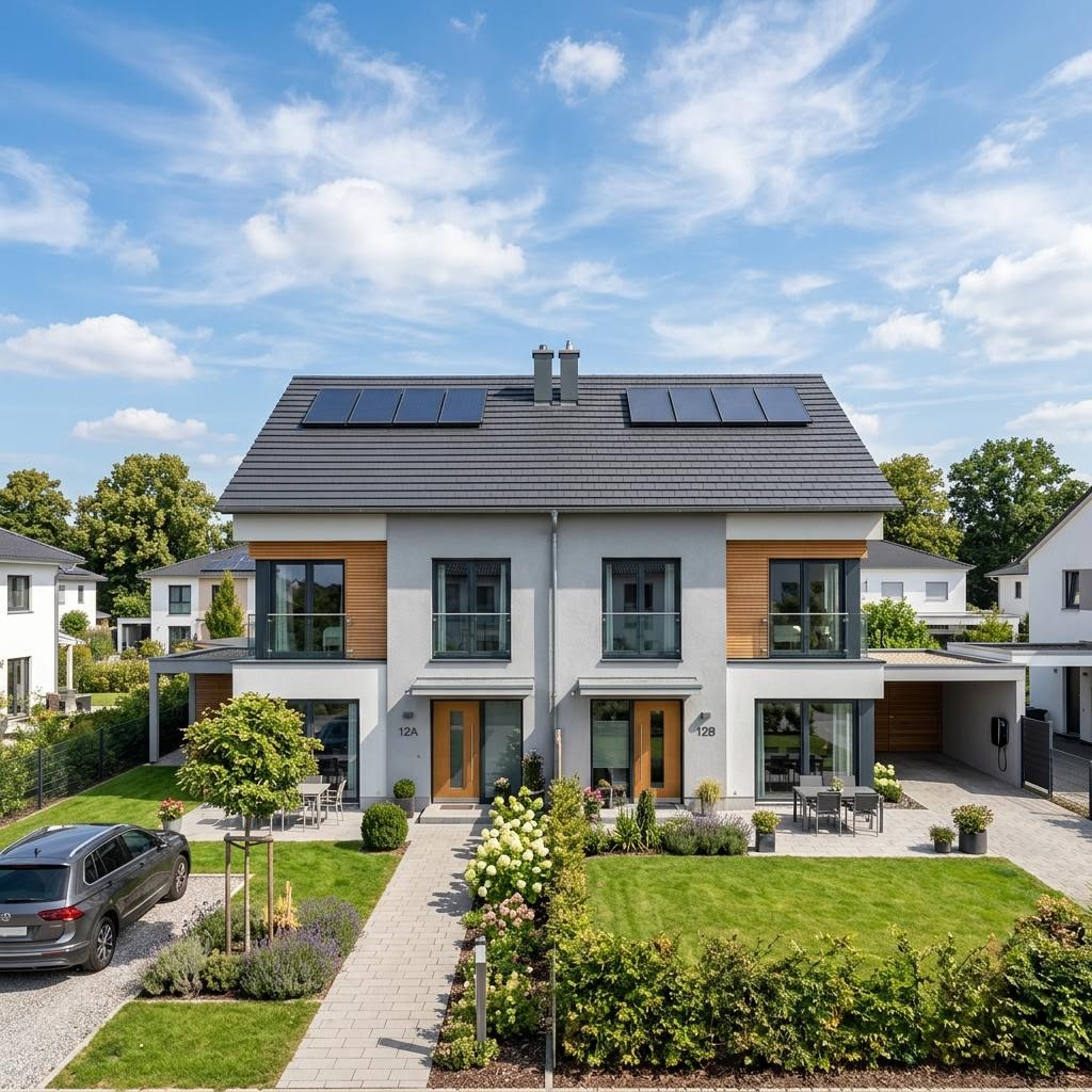 Doppelhaus Block 124 von Deutsche Neubau — Massivhaus mit Satteldach