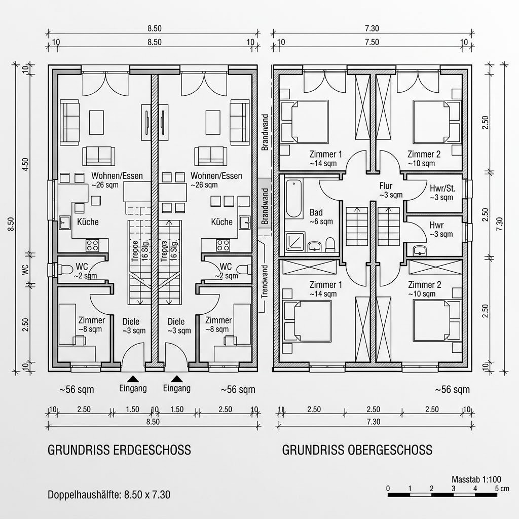 Grundriss Duo 112 von Genböck Haus — 112 m², 4 Zimmer
