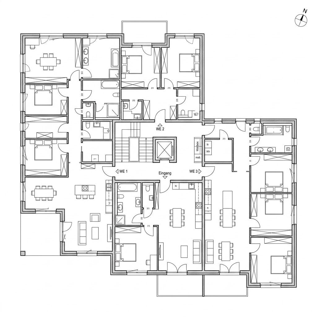 Grundriss Wilko — 5 bis 7 Wohneinheiten – 470 m² Mehrfamilienhaus mit 18 Zimmern