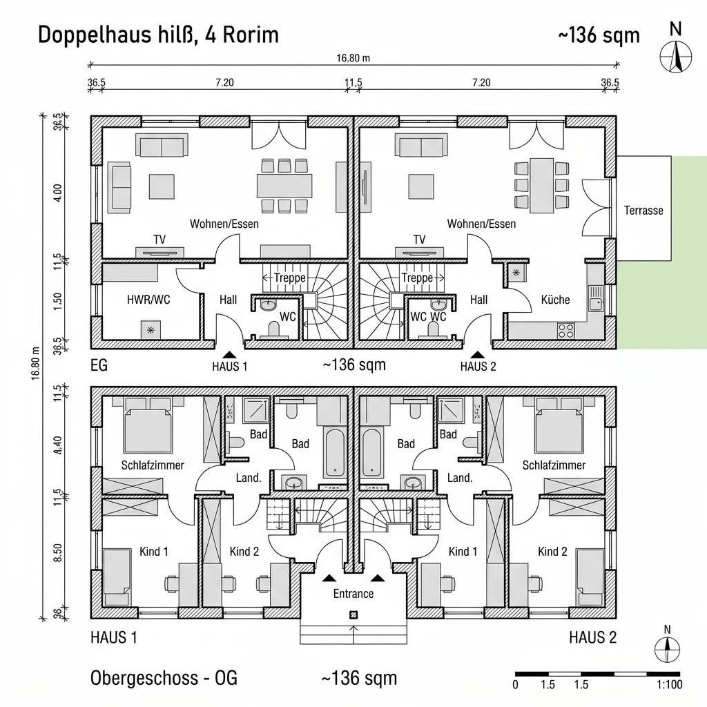 Grundriss Twin Komfort 136 von Keitel-Haus — 136 m², 4 Zimmer