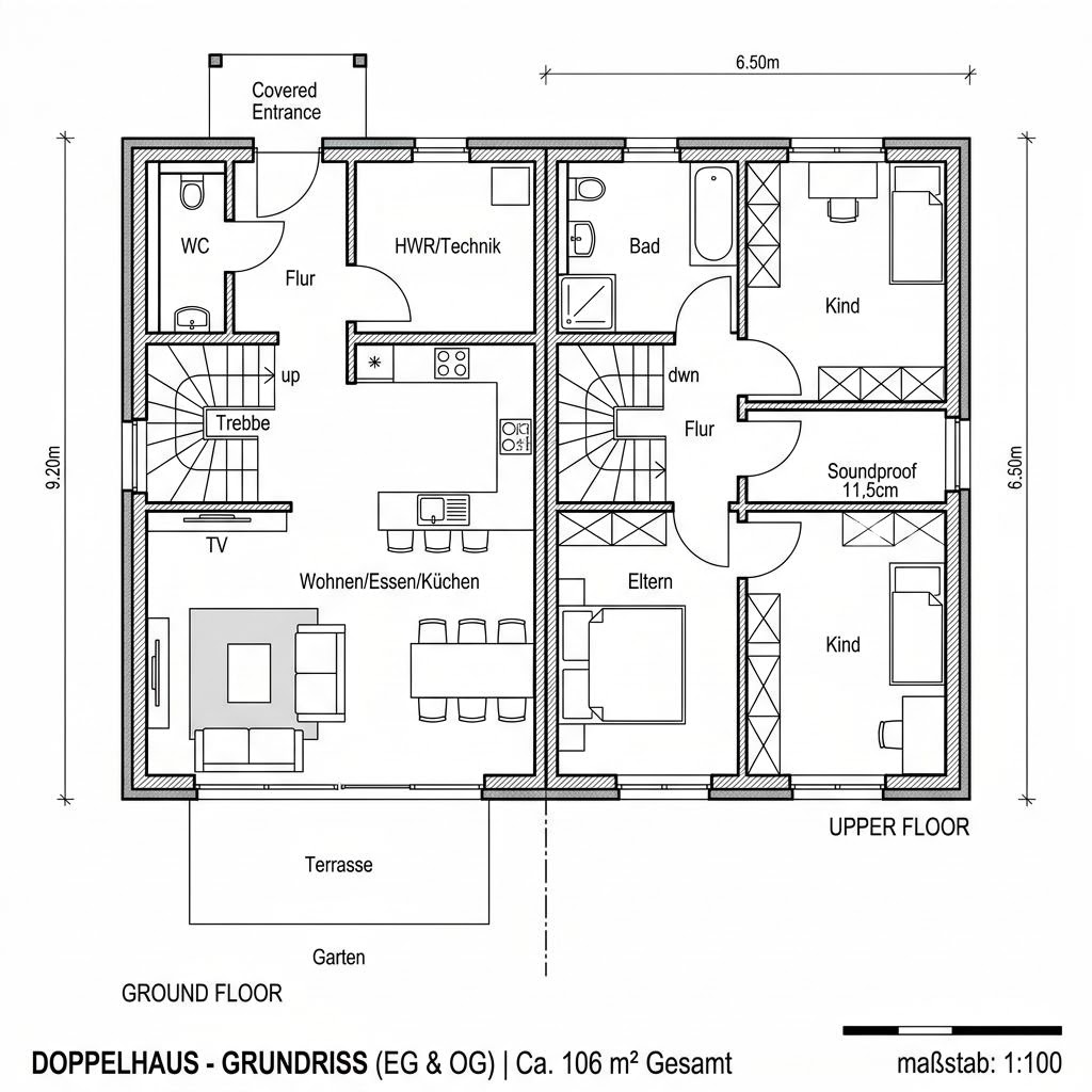 Grundriss Pro Duo 106 von ProHaus — 106 m², 4 Zimmer