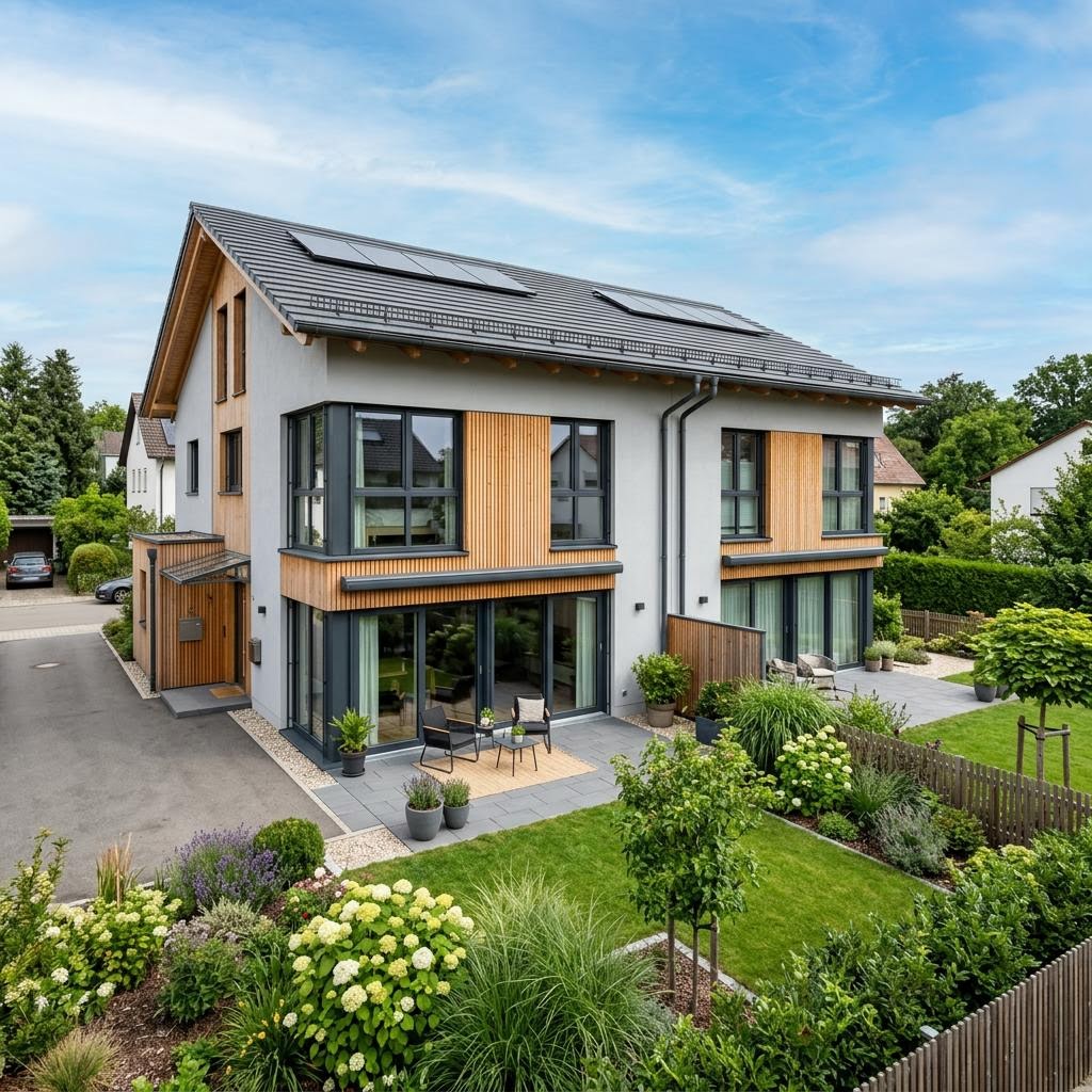 Doppelhaus Twin SH 122 von ScanHaus Marlow — Fertighaus mit Satteldach und 122 m²