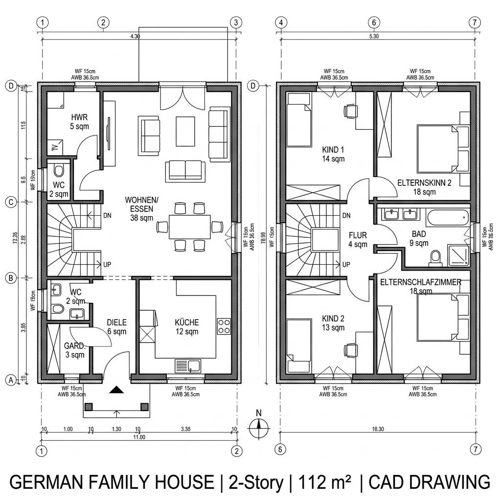 Grundriss Doppelhaus Stuttgart von Town & Country Haus — 112 m², 4 Zimmer