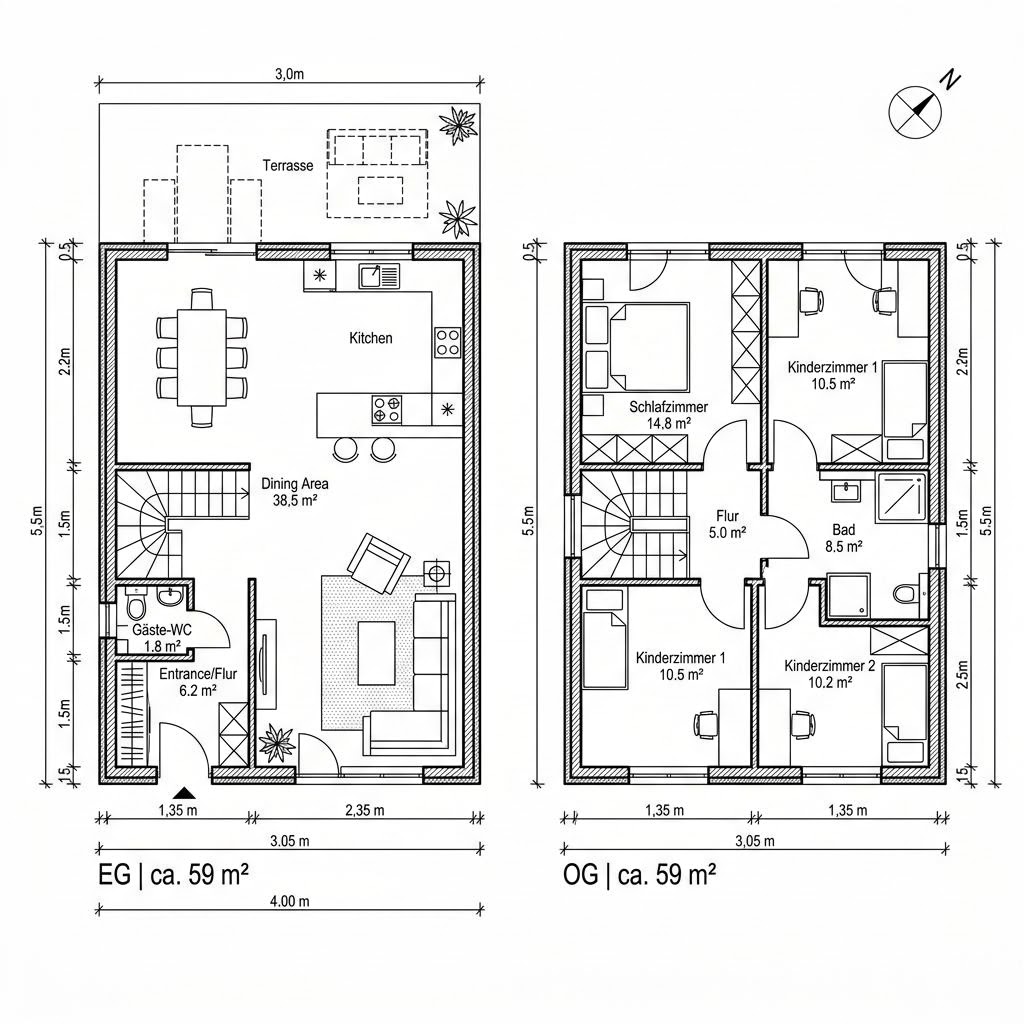 Grundriss Eigenheim Ausbau 118 von Bärenhaus — 118 m², 4 Zimmer