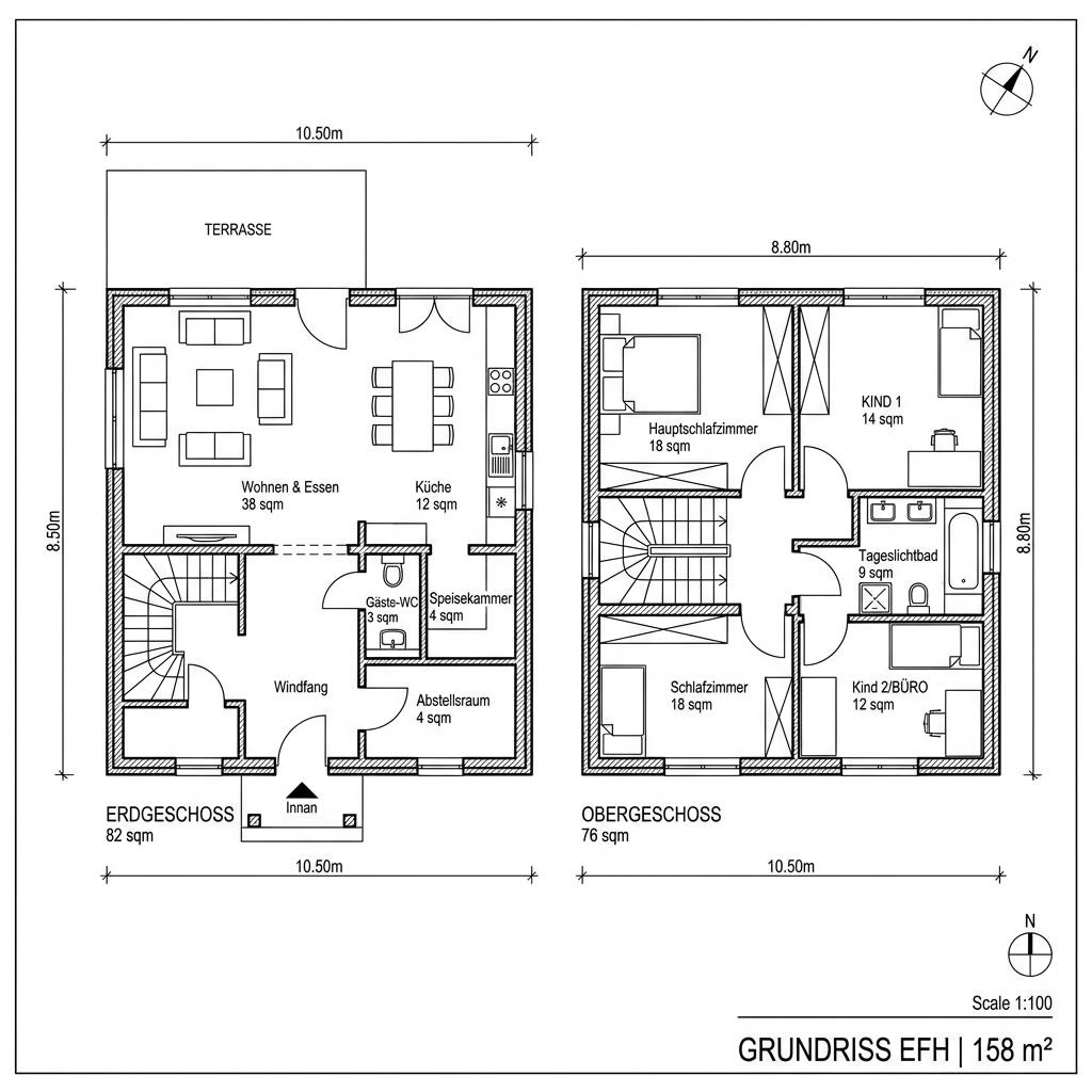 Grundriss Fjord 158 von Bärenhaus — 158 m², 6 Zimmer