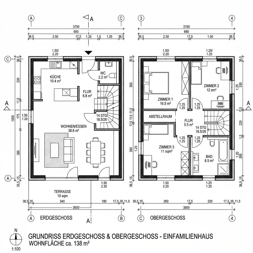 Grundriss Öko Familie 138 von Beilharz Haus — 138 m², 5 Zimmer