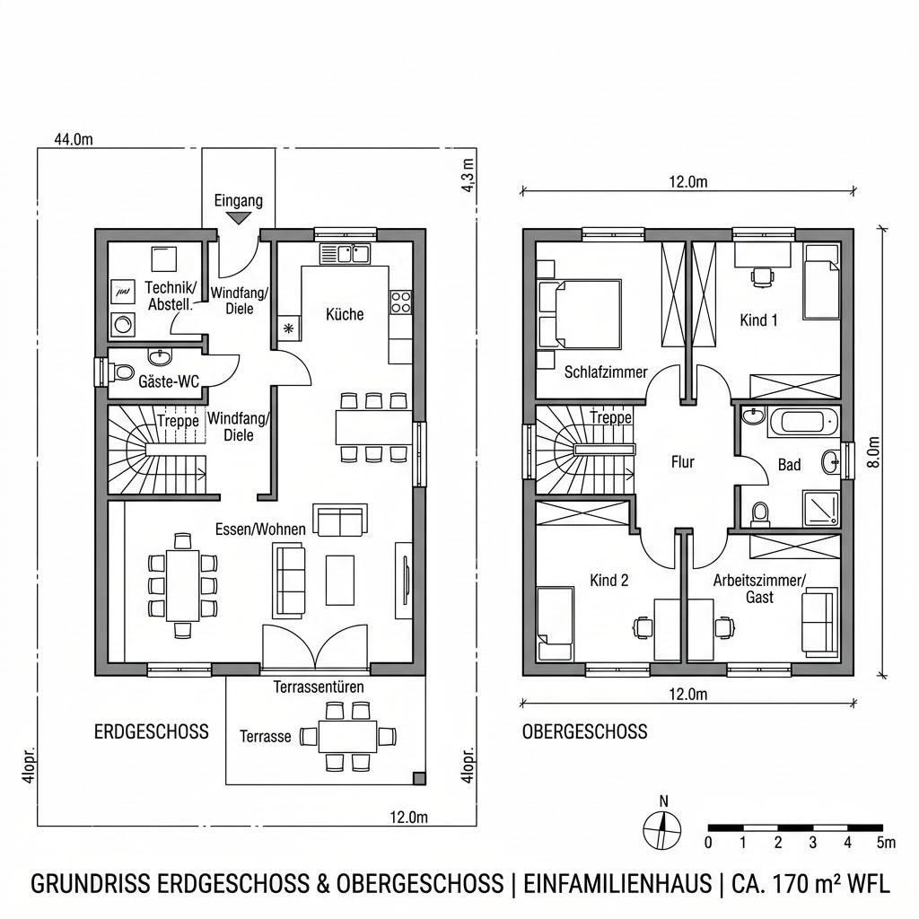 Grundriss Öko Familie 170 von Beilharz Haus — 170 m², 6 Zimmer