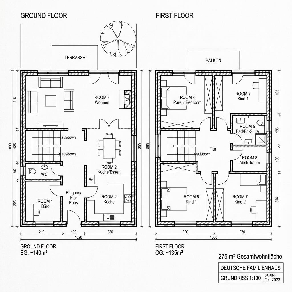 Grundriss CELEBRATION 275 V2 – 275 m² Zweifamilienhaus mit 8 Zimmern