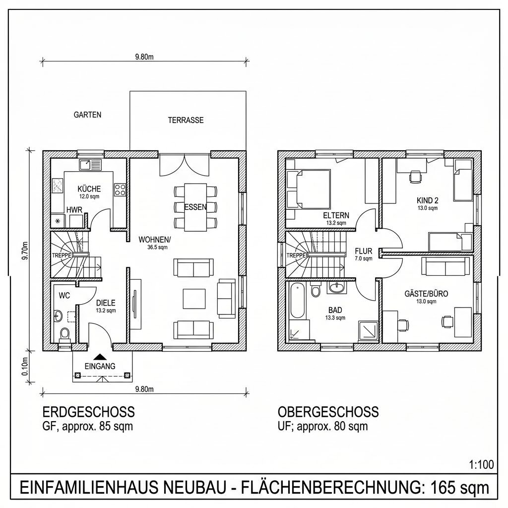 Grundriss EVOLUTION 165 V6 von Bien-Zenker — 165 m², 6 Zimmer