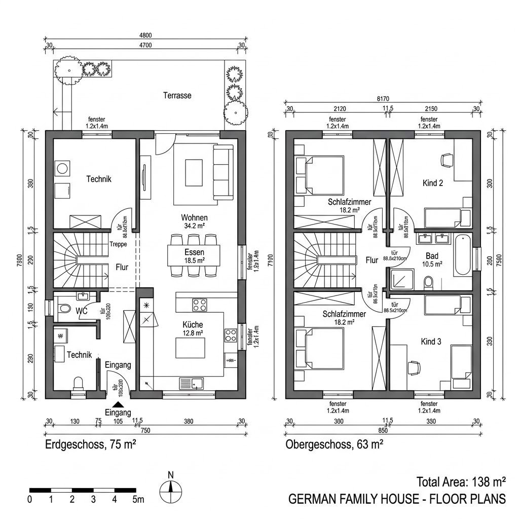Grundriss FANTASTIC 138 V1 von Bien-Zenker — 138 m², 5 Zimmer