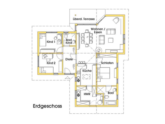 Grundriss Natalie 2 (KfW-Effizienzhaus 40 EE) – 135 m² Einfamilienhaus mit 5 Zimmern