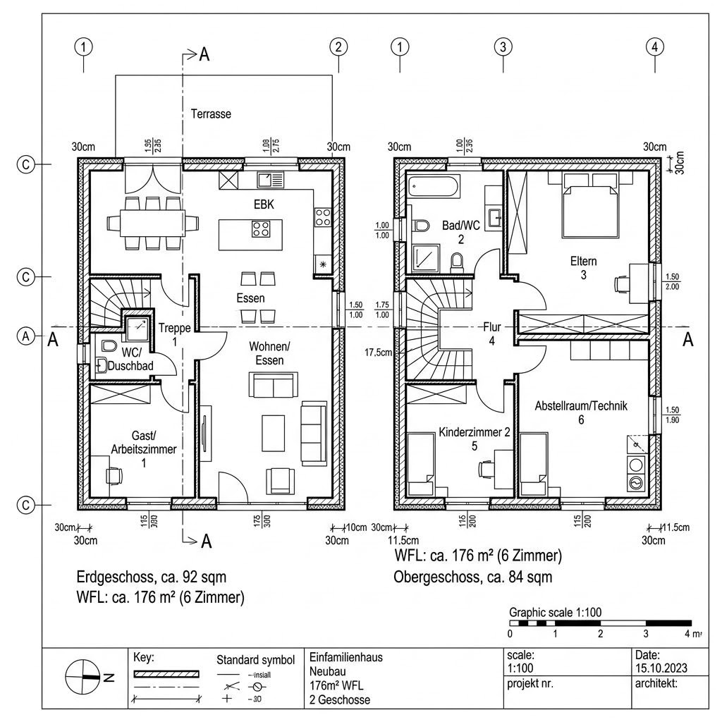 Grundriss Öko Familie 176 von ECO System HAUS — 176 m², 6 Zimmer