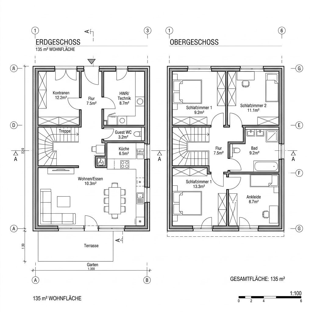 Grundriss Multitalent 135 Walmdach von Fertighaus WEISS — 135 m², 5 Zimmer