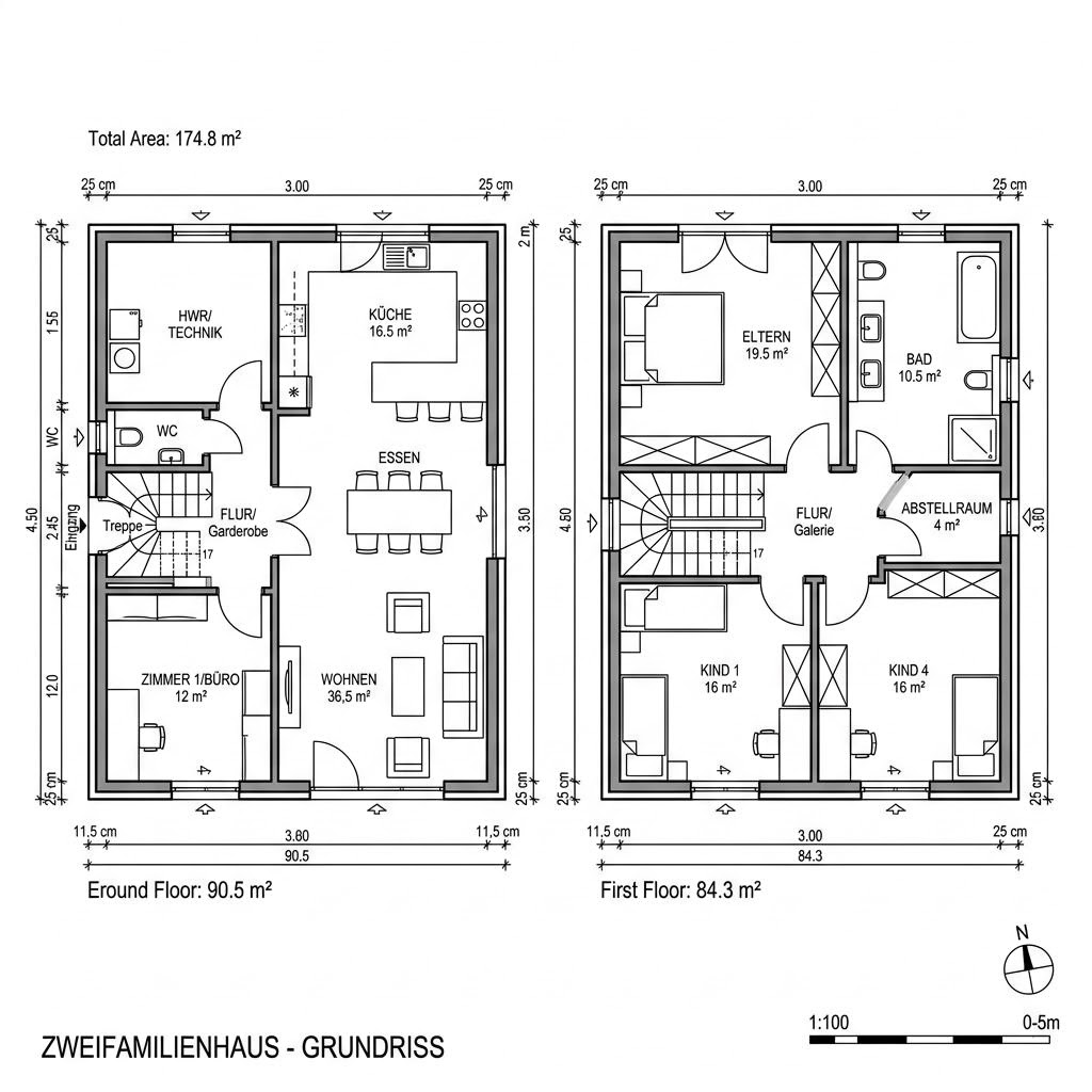 Grundriss Multitalent 175 von Fertighaus WEISS — 175 m², 6 Zimmer