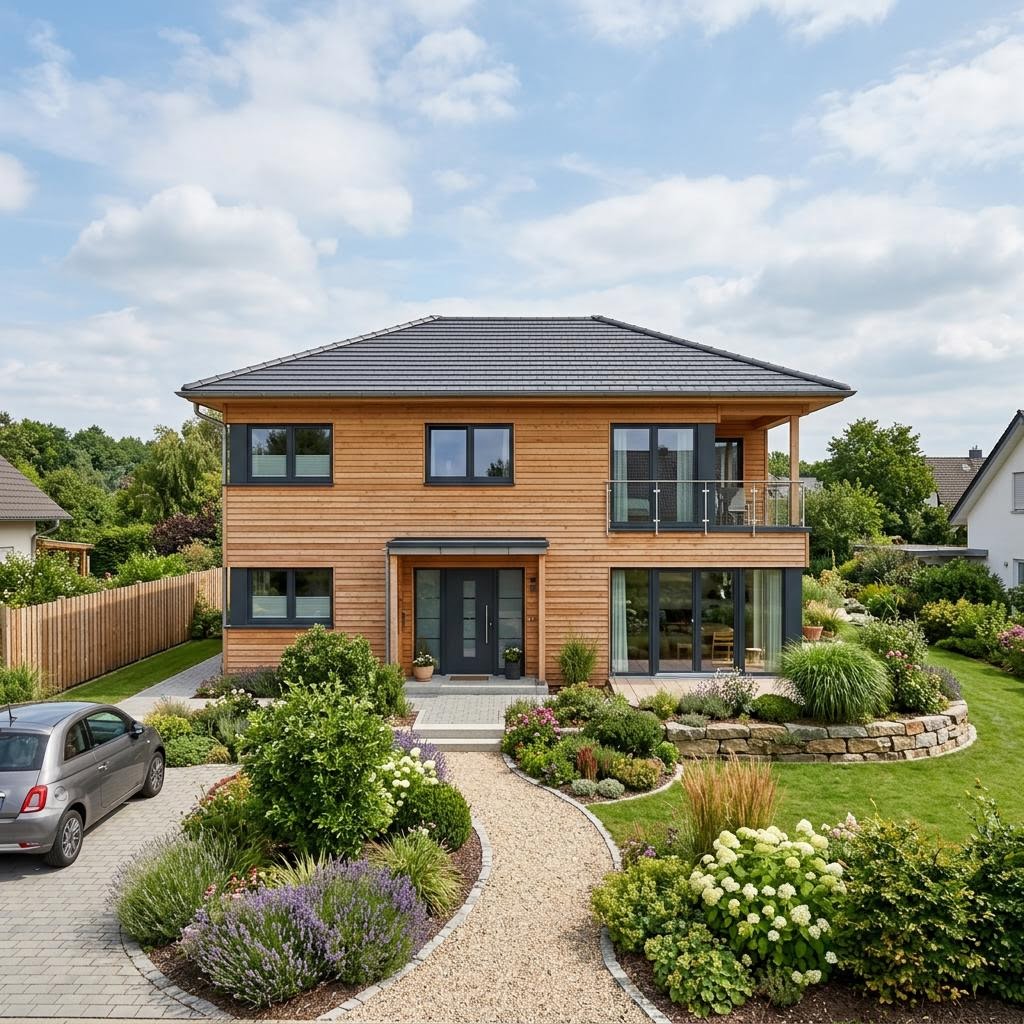 Einfamilienhaus Ökohaus 134 Walmdach von Fertighaus WEISS — Fertighaus mit rund 134 m²