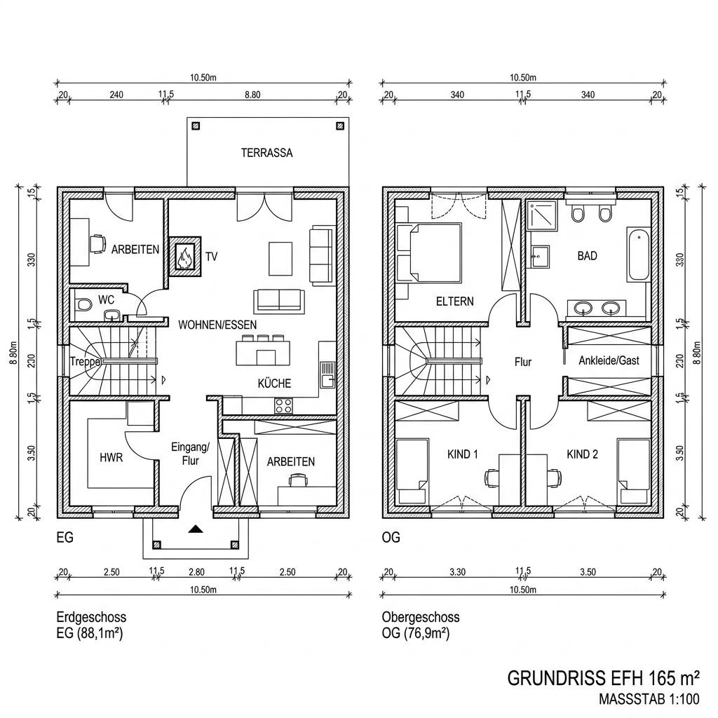 Grundriss MEDLEY 3.0 500 von FingerHaus — 165 m², 6 Zimmer