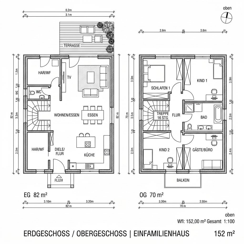 Grundriss NEO 400 von FingerHaus — 152 m², 5 Zimmer
