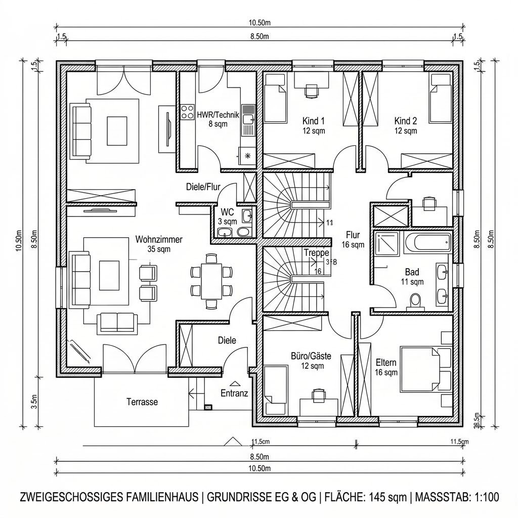 Grundriss VIO 302 von FingerHaus — 145 m², 5 Zimmer