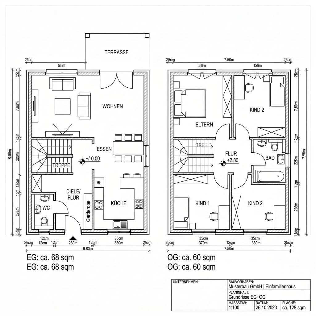 Grundriss Vita 128 von Fingerhut Haus — 128 m², 4 Zimmer