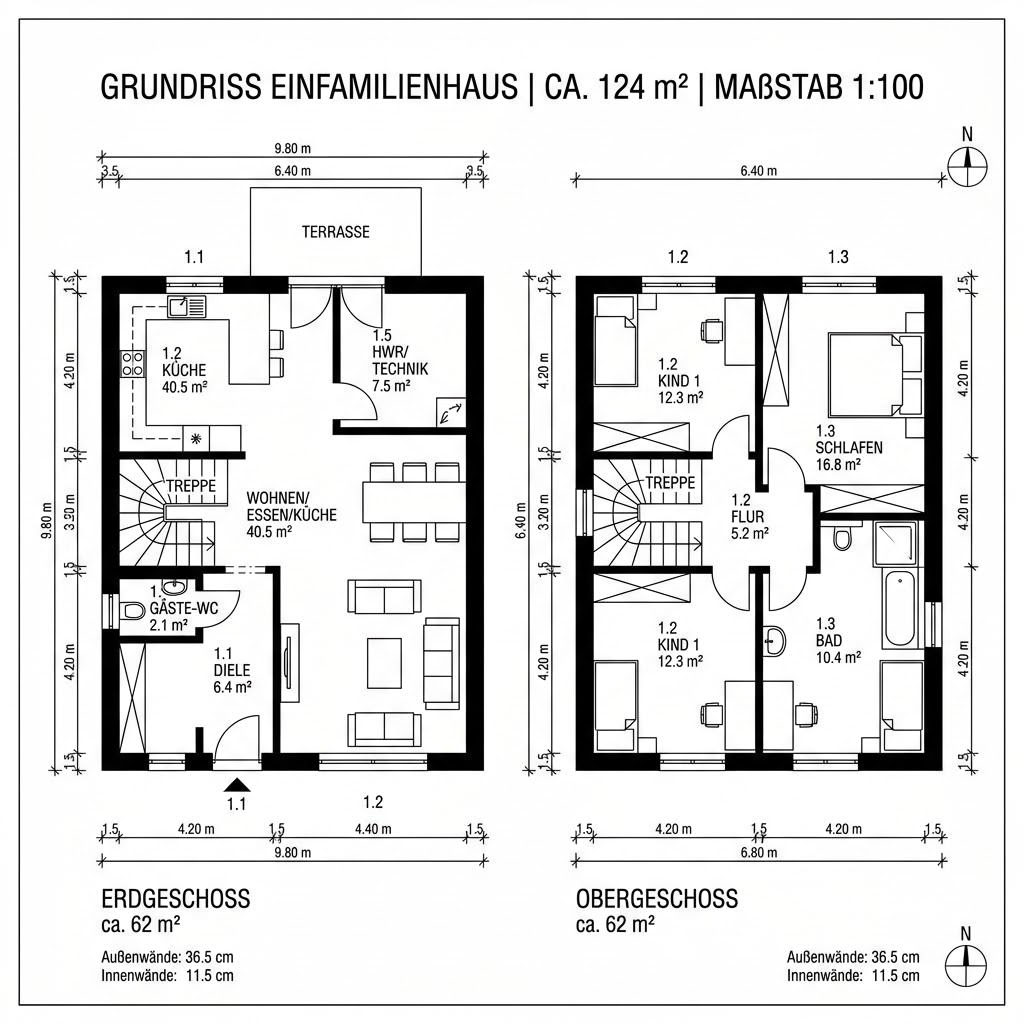 Grundriss Trend 124 von Genböck Haus — 124 m², 5 Zimmer