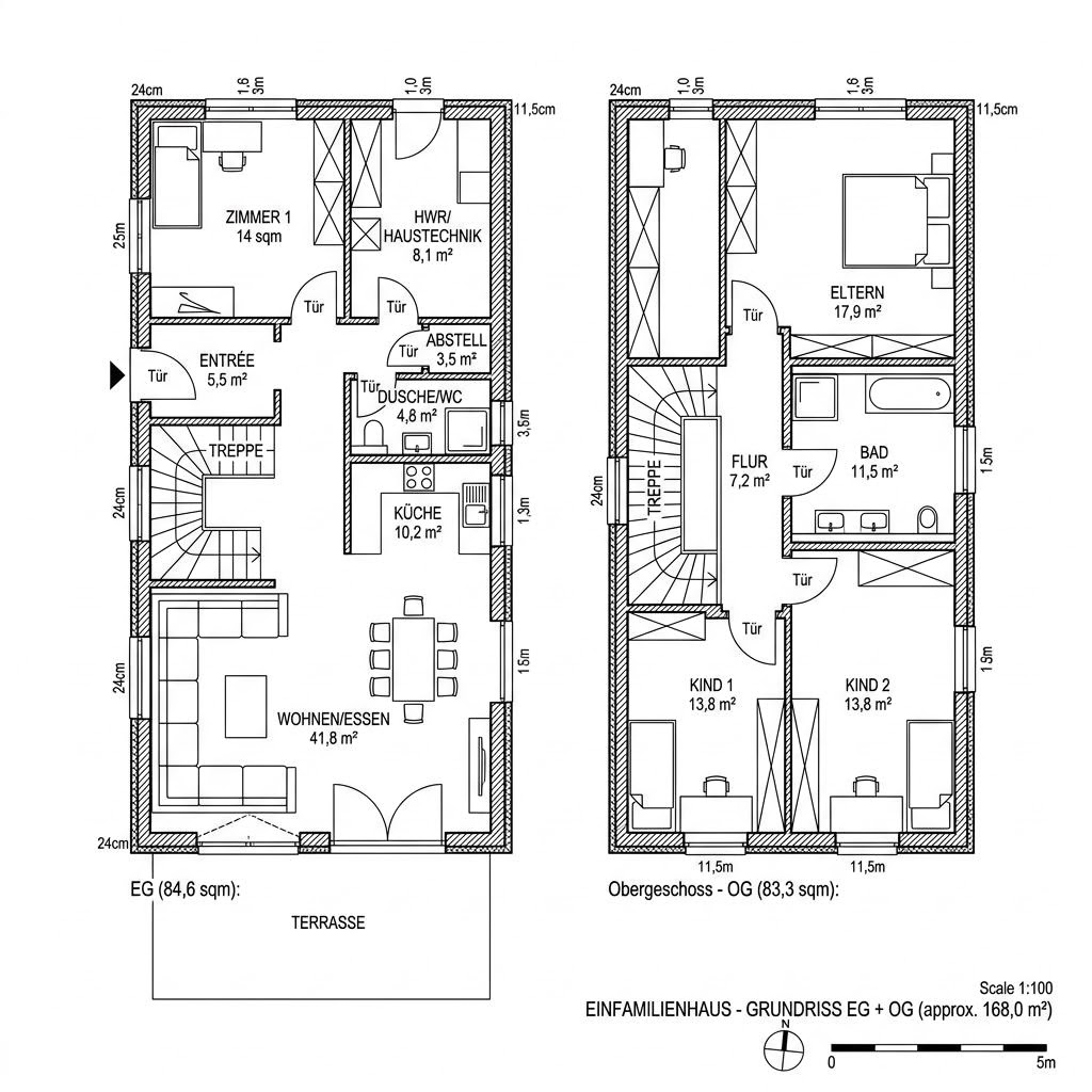 Grundriss Trend 168 von Genböck Haus — 168 m², 6 Zimmer