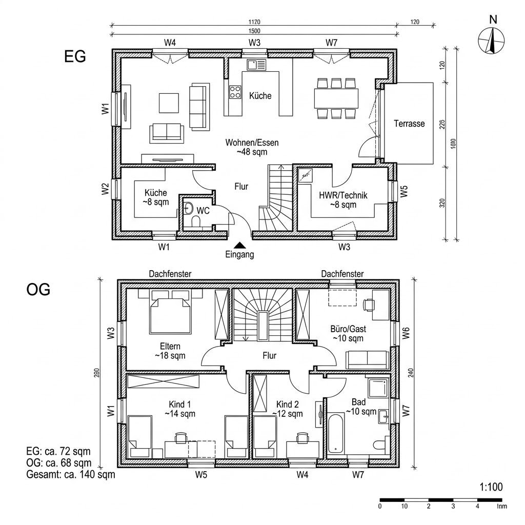 Grundriss Life 140 Ausbau von Haacke Haus — 140 m², 5 Zimmer