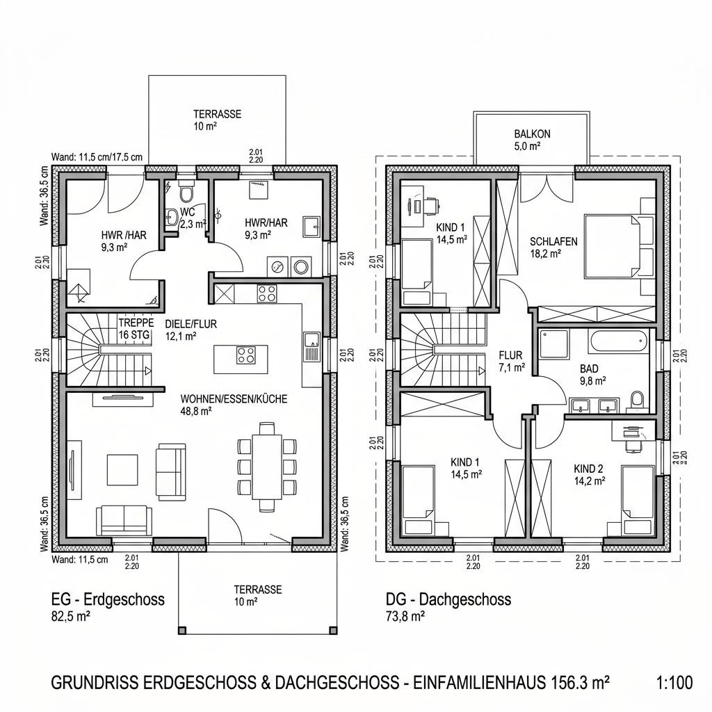 Grundriss O 156 von Haas Fertigbau — 156 m², 5 Zimmer