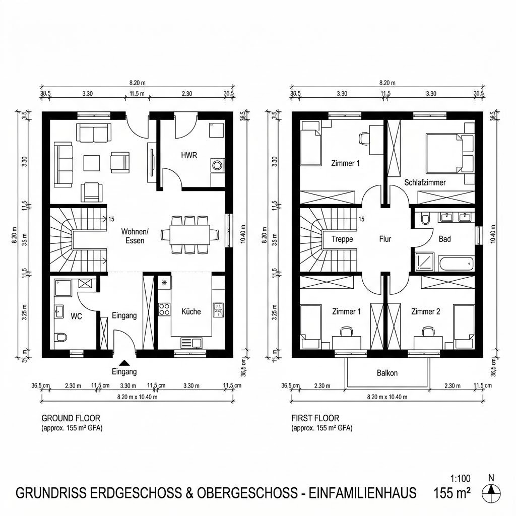 Grundriss VARIANT 25-155 von Hanse Haus — 155 m², 5 Zimmer