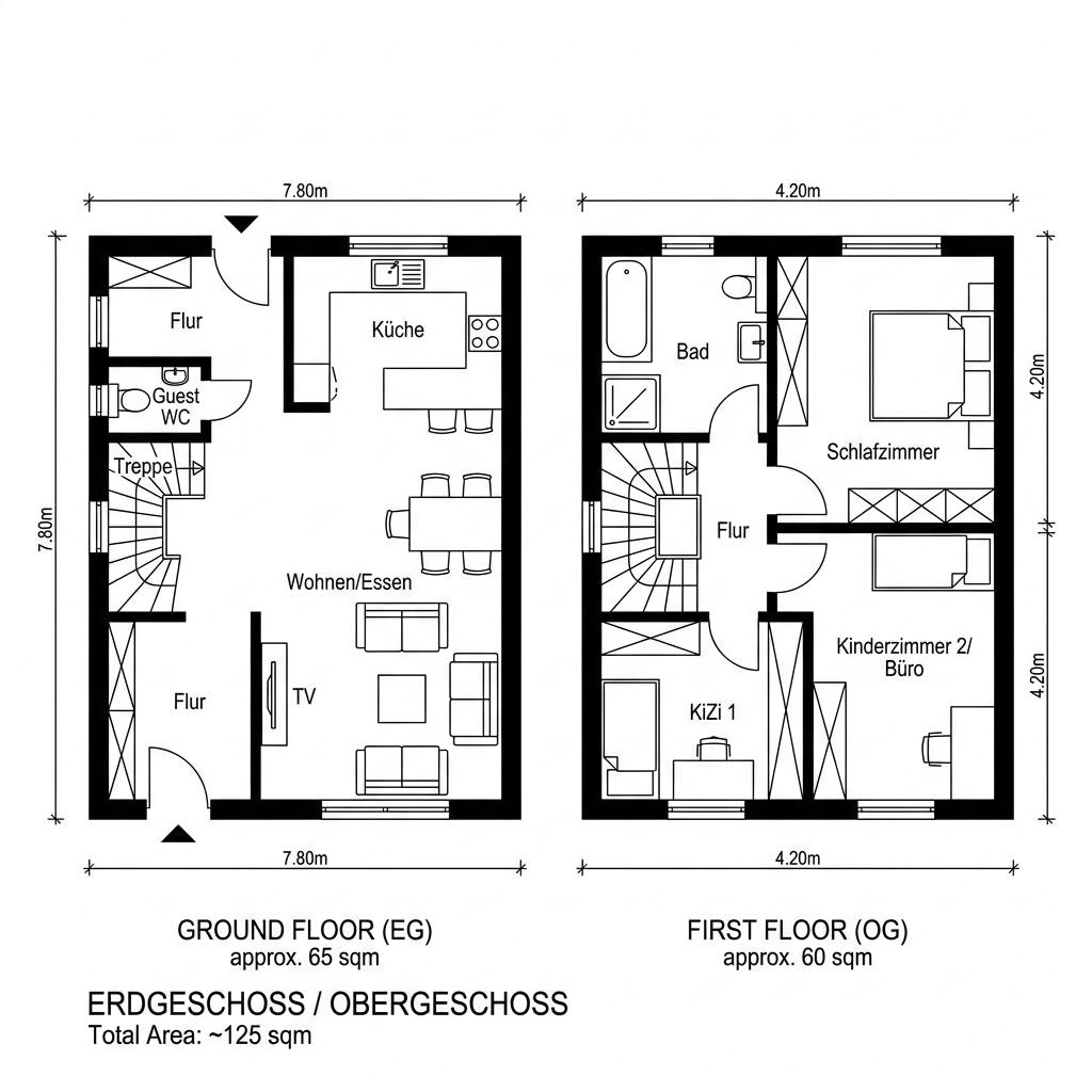 Grundriss VARIANT 35-125 von Hanse Haus — 125 m², 4 Zimmer