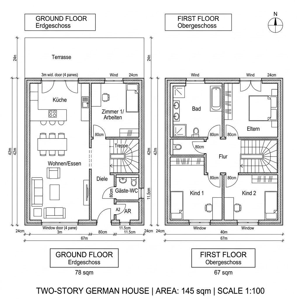 Grundriss VARIANT 35-145 von Hanse Haus — 145 m², 5 Zimmer