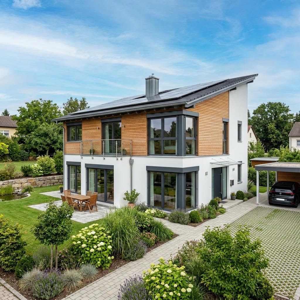 Einfamilienhaus CITY 110 von Hartl Haus — Echtholz-Fertighaus mit Pultdach und 110 m²