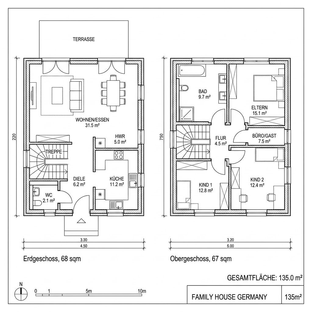 Grundriss CITY 135 von Hartl Haus — 135 m², 4 Zimmer