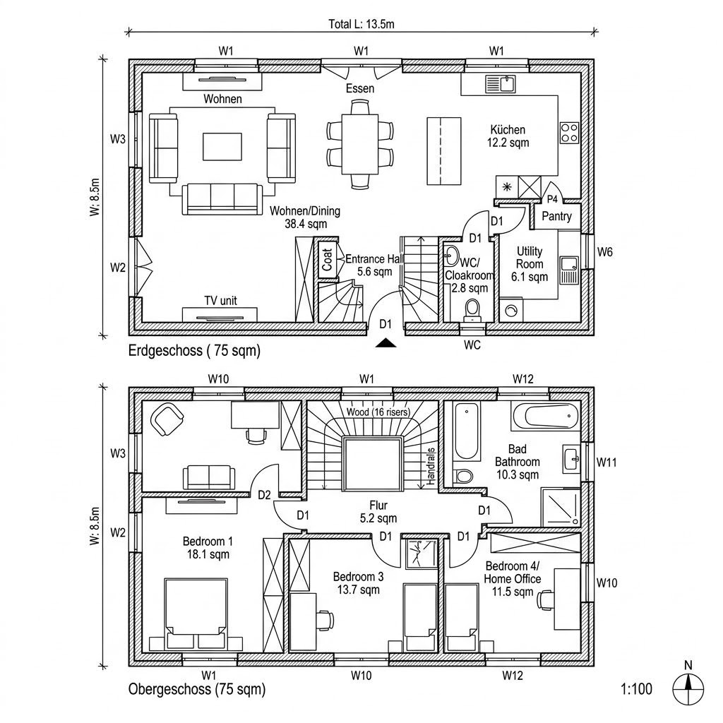 Grundriss SELECT 150 von Hartl Haus — 150 m², 5 Zimmer