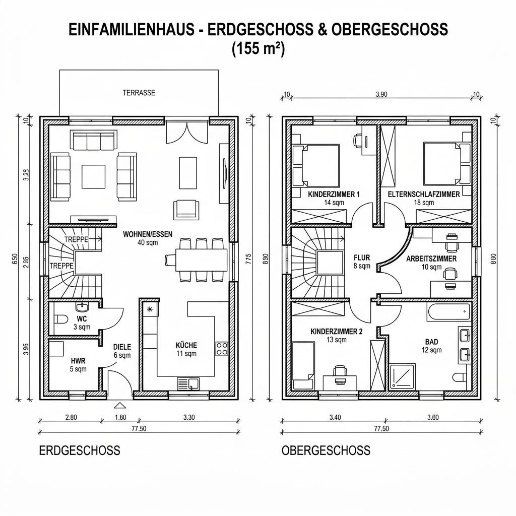 Grundriss TREND 155 von Hartl Haus — 155 m², 5 Zimmer