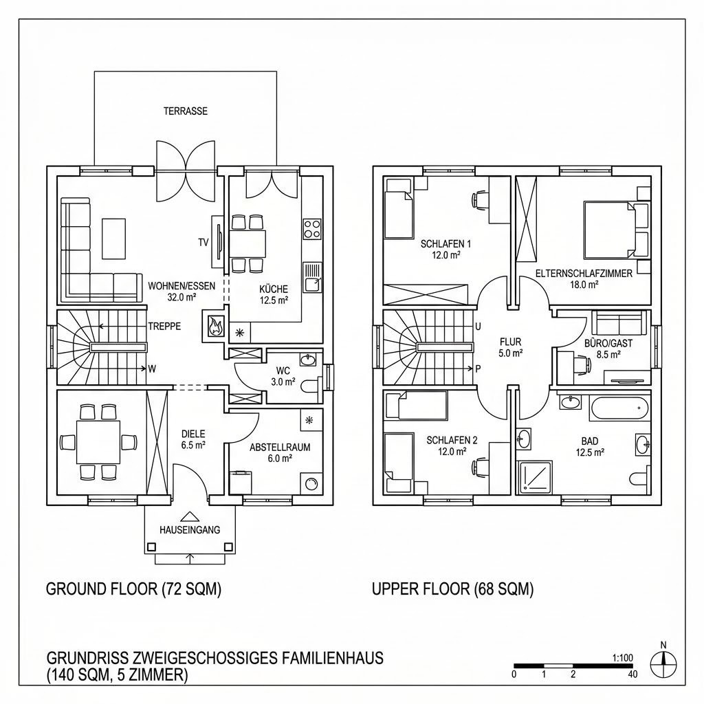 Grundriss VITA 140 von Hartl Haus — 140 m², 5 Zimmer