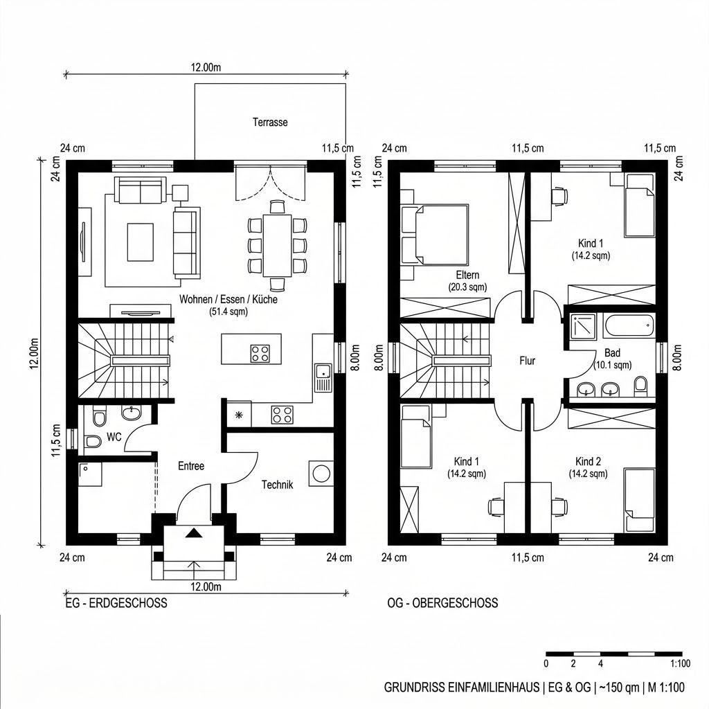 Grundriss VITA 150 von Hartl Haus — 150 m², 5 Zimmer