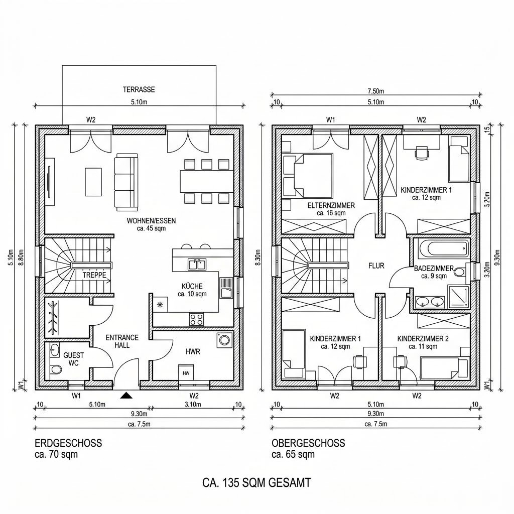 Grundriss Aura 135 von HELMA Eigenheimbau — 135 m², 5 Zimmer