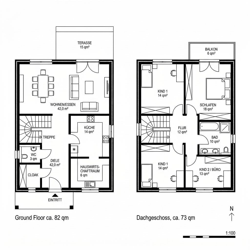Grundriss Lifestyle 155 von HELMA Eigenheimbau — 155 m², 5 Zimmer