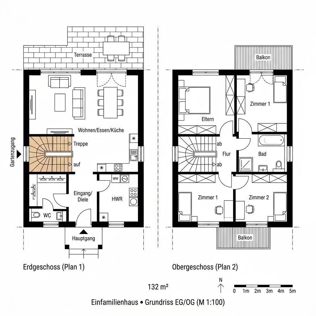 Grundriss Wolfratshausen von Isartaler Holzhaus — 132 m², 5 Zimmer