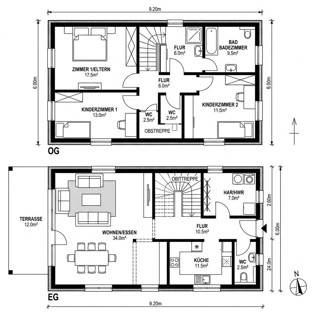 Grundriss Solitär Flair 132 von Keitel-Haus — 132 m², 5 Zimmer
