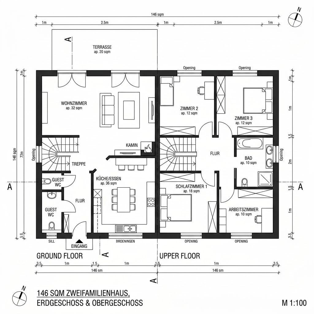 Grundriss Solitär Flair 146 von Keitel-Haus — 146 m², 5 Zimmer