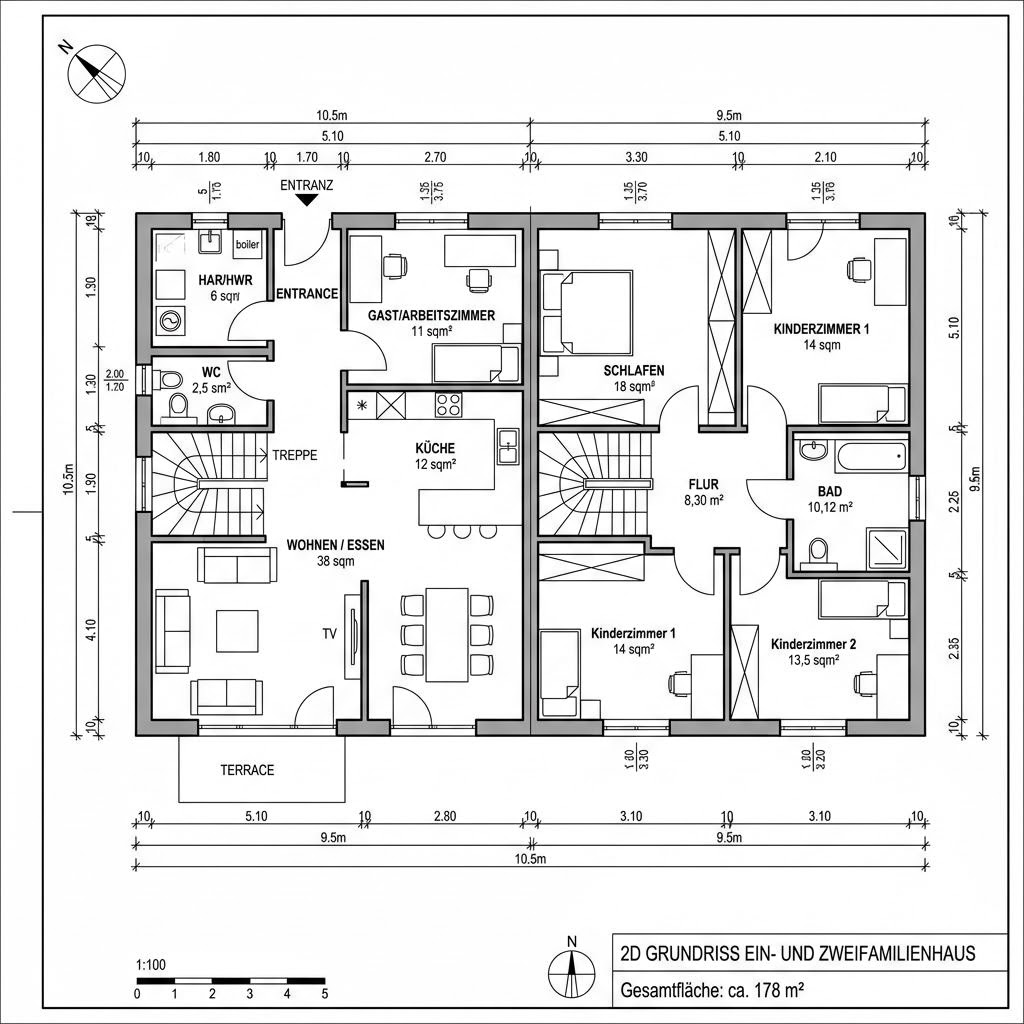 Grundriss Solitär Flair 178 von Keitel-Haus — 178 m², 6 Zimmer