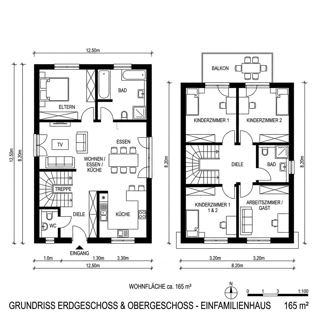 Grundriss Familia 165 von Kern-Haus — 165 m², 6 Zimmer