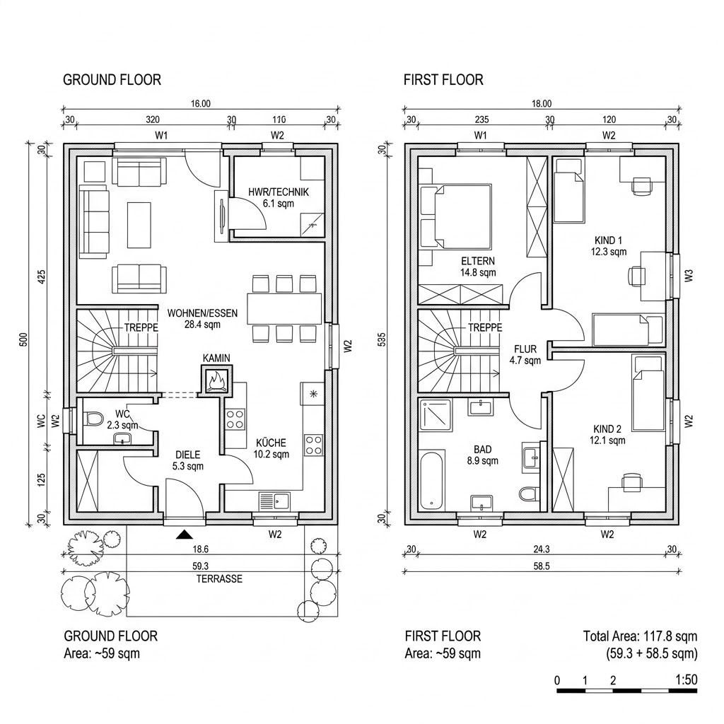 Grundriss Vitalis 118 von Kern-Haus — 118 m², 4 Zimmer