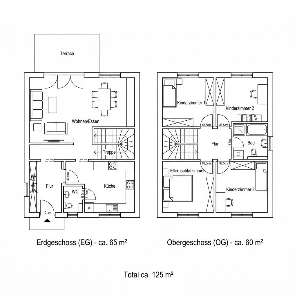 Grundriss PultHaus Solar 125 von Kitzlinger Haus — 125 m², 4 Zimmer