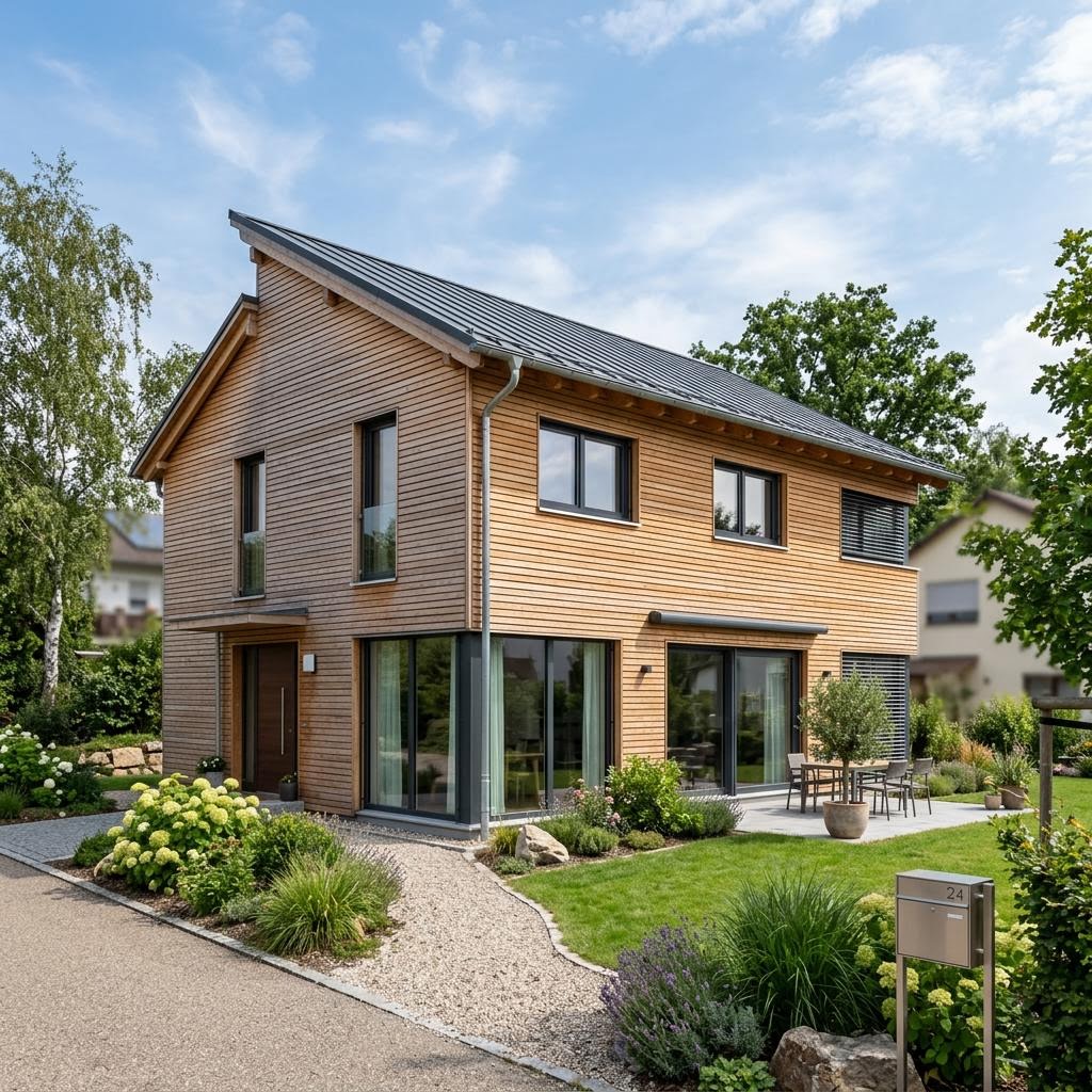 Einfamilienhaus PultHaus Solar 158 von Kitzlinger Haus — Fertighaus mit rund 158 m²